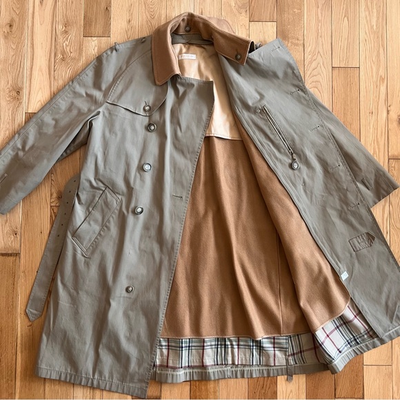 Vintage Brooks Brothers Belted Trench Coat Removable Wool Lining Size 40 - Picture 2 of 15